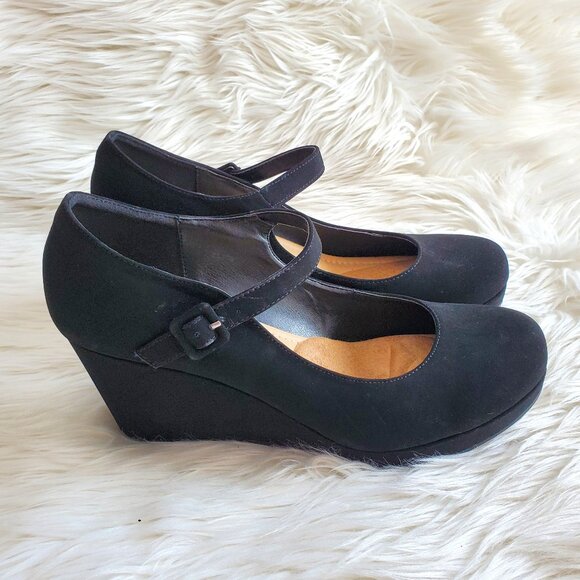 Y.Not? Comfort Black Suede Wedge SZ 12 - Picture 1 of 11